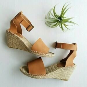 Calzados Picon Leather Espadrille Wedge Shoes Sandals NEW Designer Tan Size 8